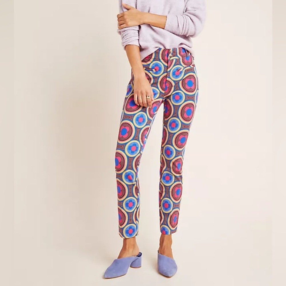 NWOT Anthropologie Retro Patterned High Waist Cropped Pants